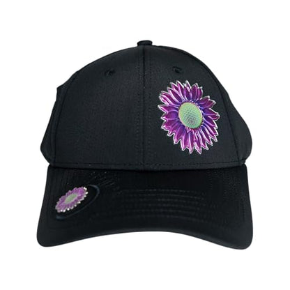 Ladies Adjustable Hats - Tee Holder with Tees & Bill Magnet with Ball Marker - 100% Custom Made - color: Black Out, style: Offset