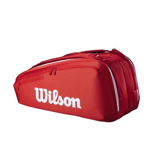WILSON 2025 Super Tour Red Tennis Racket Bags - size: Racket Bag - Holds up to 9 Rackets