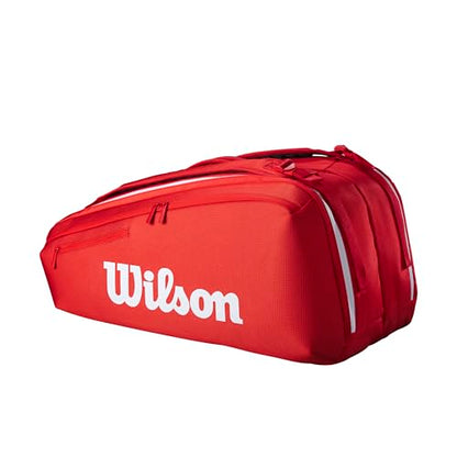 WILSON 2025 Super Tour Red Tennis Racket Bags - size: Racket Bag - Holds up to 9 Rackets