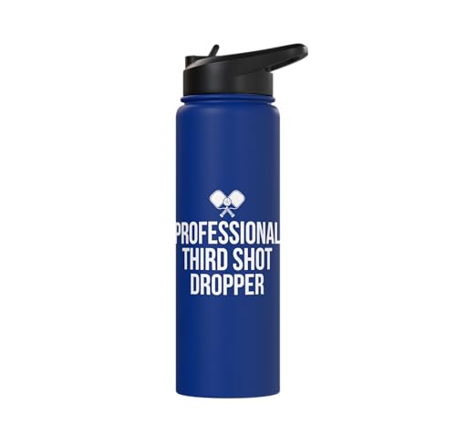 Professional Third Shot Dropper Pickleball Player Design Stainless Steel Insulated Water Bottle - color: Royal Blue