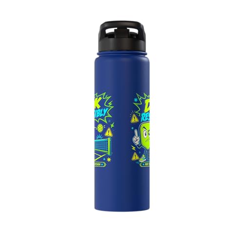 Dink Responsibly Pickleball Kitchen Court Stainless Steel Insulated Water Bottle - color: Royal Blue