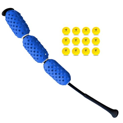 Baseball & Softball Swing Trainer and 12 Durable Foam Balls, Boost Your Bat Speed by Up to 20+ MPH, Unlock Swing Speed Increases. Great Gift for Baseball and Softball - color: Blue, size: Aero Bat Pro+12 Soft Training Balls