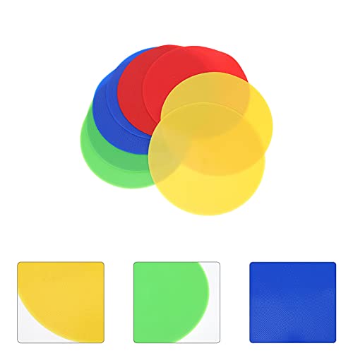 Happyyami 8pcs Reusable Stadium Landmark Disc Markers for Sports Training Non-Slip Flat Sign Markers Red Blue Yellow Green for Soccer Basketball Hockey Drills