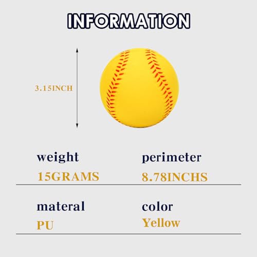 4 Pack Foam Baseballs Practice softballs 9 inch Training Soft Baseballs Batting Hitting Fielding Indoor Outdoor - color: Yellow