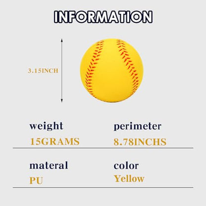 4 Pack Foam Baseballs Practice softballs 9 inch Training Soft Baseballs Batting Hitting Fielding Indoor Outdoor - color: Yellow
