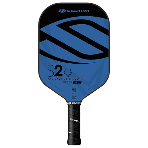 Selkirk Sport Vanguard Hybrid Pickleball Paddle | Carbon Fiber Pickleball Paddle with a Polypropylene X5 Core | Pickleball Rackets - color: 2.0 | Blue | Midweight, size: S2 (Largest Sweetspot)