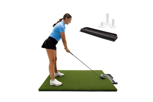 Dura-Pro Premium Turf Indoor/Outdoor Golf Mat. Bonus Tray + 3 Tees - style: Perfect Reaction 5'x5'-41mm Thickness