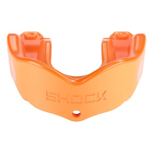 Shock Doctor Mouth Guard Sports, Hockey, Lacrosse, Baseball, Wrestling Moutguard, Gel Max Heavy Duty Protection & Custom Fit, Football Mouth Guard with Strap, Adult & Youth Mouthguard - color: Orange, size: Youth, style: Non-flavored