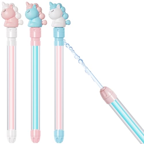 Dsmile 3 Packs Water Guns for Kids Adults,Plastic Handle Outdoor Swimming Pool Beach Summer Fun Party Games for Girls Boys Teens Adults - style: Squirt nozzle(Unicorn)*3