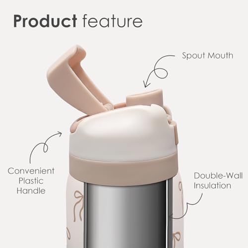 Bow Insulated Stainless Steel Water Bottle with Straw for Sports and Travel, 32oz, Gifts for Women Girls Friends Teens Birthday Christmas (Brown) - color: Bow