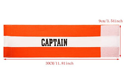 ONLYKXY Captain Armbands 9x30CM/3.54x11.81inch Adjustable Leader Armband for Soccer Basketball Volleyball School Team Competition Coach Players Wrist Arm Bands - color: Orange+White
