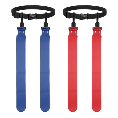 Flag Football, Adjustable Flag Football Belts with Belt and Flags Easy Tear Away - color: Red/Navy Blue
