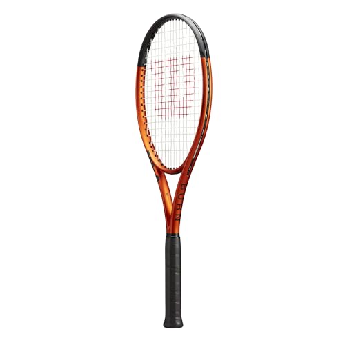 Wilson Burn 100 V5 Performance Tennis Racket - Strung with Sensation, Grip Size 1-4 1/8", 2-4 1/4", 3-4 3/8", 4-4 1/2" - size: Grip Size 4 - 4 1/2"