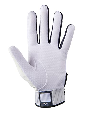 Mizuno MVP Adult Baseball Batting Gloves | Pair | Adult, Youth, and TBall | Nonslip Palm | FlexMesh Back | QuikAdjust Wrist Tab - color: White/Grey, size: XX-Small, style: MVP Youth Baseball Batting Glove