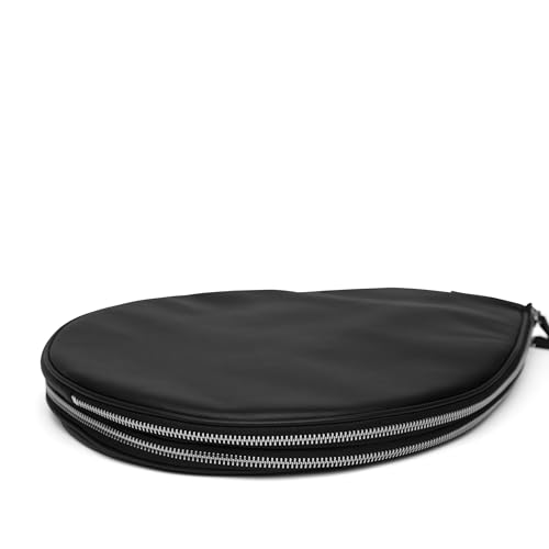Leatherology Convertible Tennis Sling Tote – Premium Leather or Canvas Racket Bag with Expandable Design, Adjustable Strap, and Interior Pockets for Two Tennis Rackets - color: Black Onyx