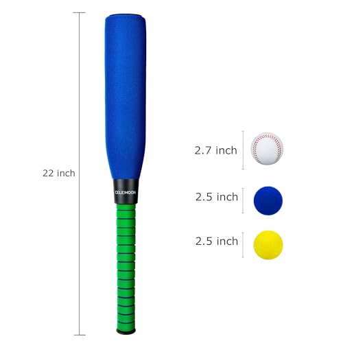 CeleMoon 22 Inch Kids Foam Soft Baseball Bat Toys with 6 Balls for Kids Toddlers Youths Outdoor Indoor Sport T Ball Game Playing, Blue