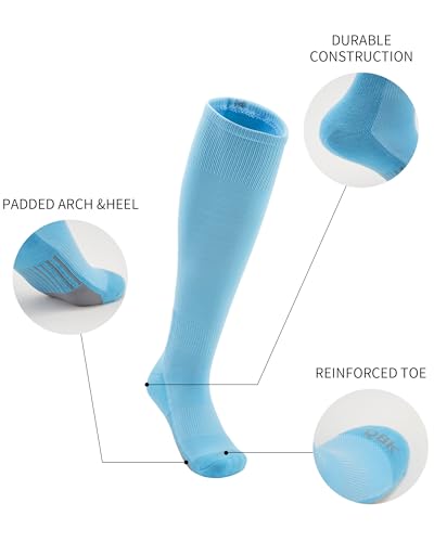 QBK Toddler Baseball Socks And Belt Youth Softball Tee Ball Combo Set for Boy Girl (2 Pairs of Socks & 1 Belt) - color: Baby Blue, size: 2-4T