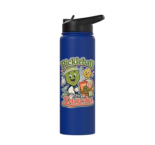 Pickleball Snack Break Court Humor Funny Retro Saying Stainless Steel Insulated Water Bottle - color: Royal Blue
