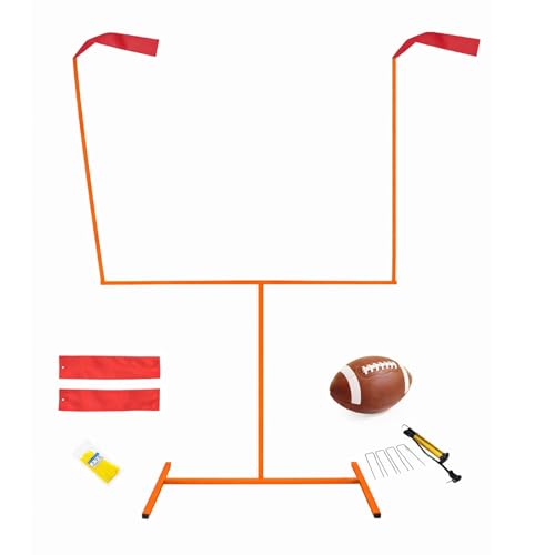 Adjustable Steel Football Goal Post Set with Football & Pump, Backyard Field Goal Uprights for Kids & Adults Rust-Resistant Outdoor Football Training Equipment