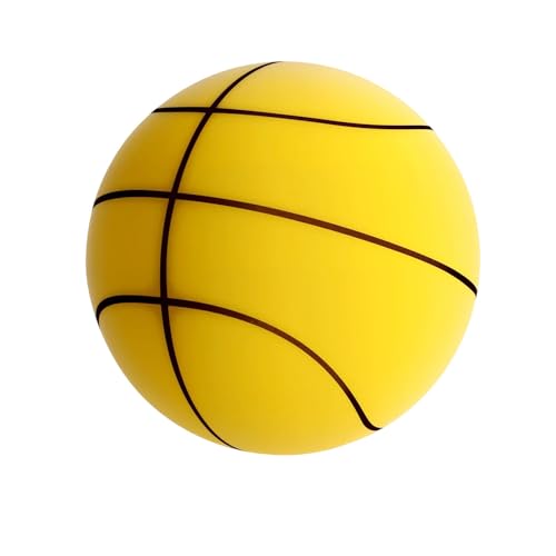 Silent Basketball, 2025 Upgrade Quiet Foam Basketballs for Indoor, Durable Dribbling Ball for Apartments, Noiseless Soft Washable Higher Bounce Basketball for Training - color: Yellow, size: Size 3 (7.09inches)