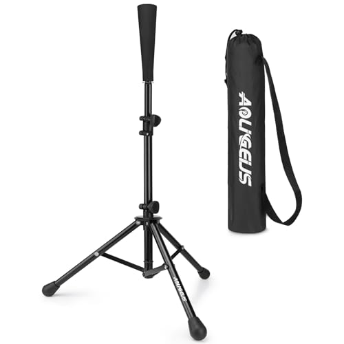 Baseball Tee Batting Tee Softball Tee Portable Travel Hitting Tee,Easy Adjustable Height,Stable Tripod Stand - color: Black