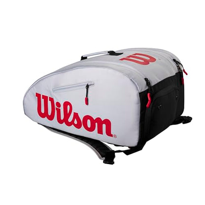 WILSON Super Tour Pickleball Bag - Holds up to 3 Paddles, Grey/Red/Black