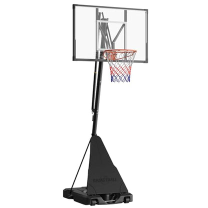 Portable Outdoor Basketball Hoop, 44 Inch Shatterproof PC Backboard, 5-10FT Hand Pull Height Adjustable with Wheels, Perfect for Kids, Teens & Adults, Backyard Driveway Indoor Use - style: Hand Crank Handles