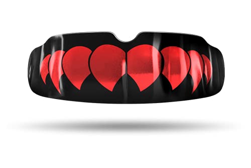 Impact Quick-Fit All Sports Mouthguard Boxing, MMA, Lacrosse, Football, Hockey, Basketball, Jiu-Jitsu, and More, Breathable Mouthguard for Adults, Metallic Red Fangs on Black