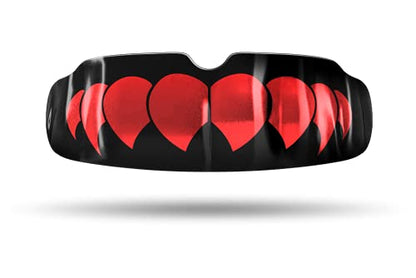 Impact Quick-Fit All Sports Mouthguard Boxing, MMA, Lacrosse, Football, Hockey, Basketball, Jiu-Jitsu, and More, Breathable Mouthguard for Adults, Metallic Red Fangs on Black