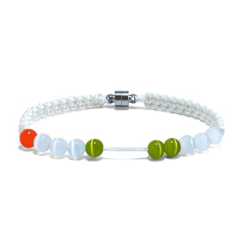 Magnetic Clasp Golf Stroke Counter Bracelet | Handmade Durable Military Paracord | Scorekeeper Golf Bag Accessory for Golfers | 10 Color-Coded and 6mm Cat Eye Beads | Unique Holiday Gift - color: White(8 In/Suitable for Men)