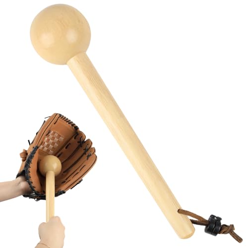 Baseball Glove Break-in Kit, 6-Piece Set with 1 Wooden Solid Construction Glove Mallet, 2 Elastic Wraps, 2 Locks, 1 Plastic Practice Ball - Baseball Hammer for Adult & Youth Glove Break-in and Shaping - size: Only Baseball Glove Mallet