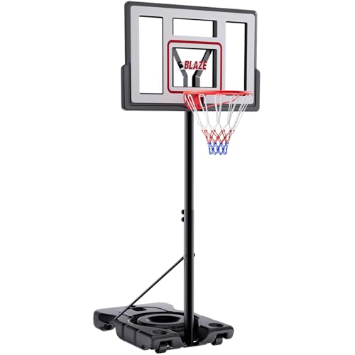 Portable Basketball Hoop 44” Backboard, 6–10FT Adjustable Outdoor Basketball Goal with Stable Fillable Base & Wheels, Shatterproof System for Kids, Teens & Adults - color: White