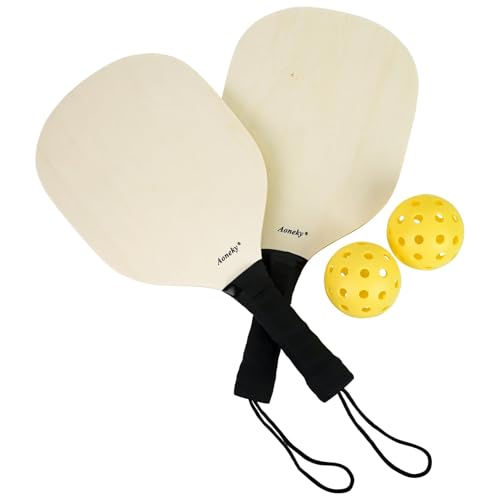 Aoneky Wood Pickleball Paddle Set for Indoor or Outdoor - style: Paddles with Portable Net