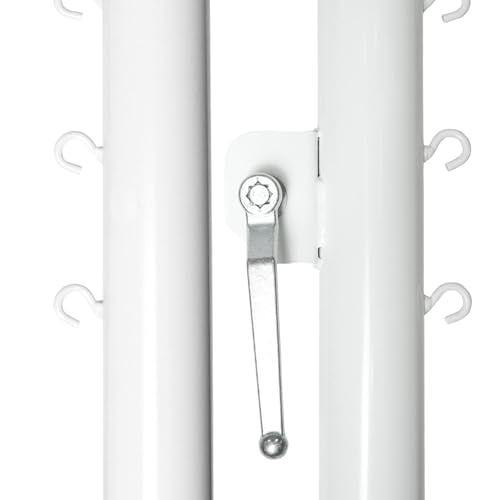 Aoneky Permanent Adjustable Volleyball Post System - Complete Set with 2 Steel Poles & Ground Sleeves, 6 Height Settings for Badminton & Volleyball, Includes Winch for In-Ground Install - color: White, style: Round