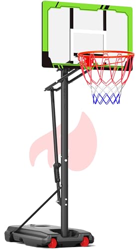 Basketball Hoop Outdoor with 33 Inch Shatterproof Backboard, Portable Basketball Goal System - style: 4.0-8.5FT (Green)