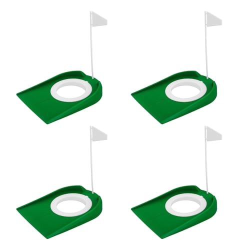 Authentic Golf Putting Practice Mat Automatic Ball Return and Direction Line for Real Green Feel Indoor Outdoor Training - color: green white flag