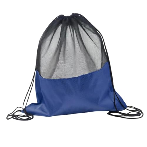 Basketball Drawstring Backpack Mesh Ball Bag Oxford Cloth Shoulder Bag Comfortable Design Suitable for gym sports travel entertainment - color: Dark Blue