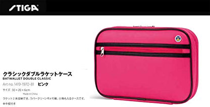 STIGA 1419197081 Table Tennis Classic Double Racket Case, Holds 2 Pieces, Pink