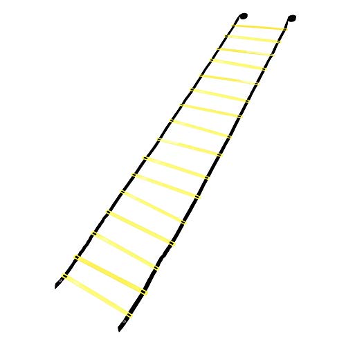 Agility Ladder Speed Ladder Training, 16 Rung Adjustable Flat Plastic Rungs with Durable Nylon Straps for Football Rugby Tennis Baseball Sports - color: Yellow