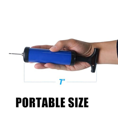 Luwint Ball Pump Manual Portable - Hand Blower Air Pumper for Soccer Basketball Volleyball Balloon, Sport Balls Inflator Pumping with 2 Needles 2 Nozzle 1 Extension Hose