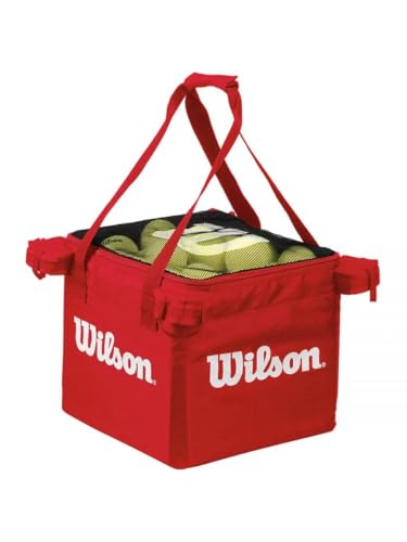 Wilson Teaching Cart Traveler with Red Bag, Holds 150 Tennis Balls, Zippered Top, Foldable Cart, 3.9 x 9.4 x 19.6 in