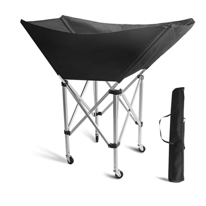 Collapsible Hammock Ball Cart with Wheels, Heavy-Duty Volleyball Cart for Gym Garage Sports Equipment Organizer, Rolling Caddy with Carry Bag for Easy Storage Transport, Holds 30+ Balls
