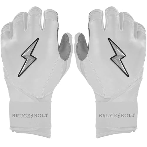 BRUCE BOLT Chrome Series Long Cuff Batting Gloves - Multiple Colors - Adult & Youth Sizes - color: White, size: Women's Medium