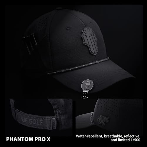 NJF Golf Hat Men - Breathable Mens Golf Hats, Adjustable Rope Hook and Loop Style Cap, Convenient Cap with Tee Holder - color: X-series - Case & Phantom Pro X