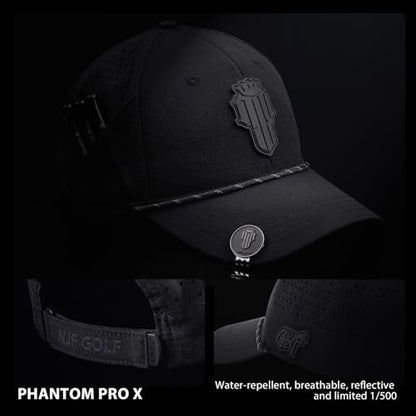 NJF Golf Hat Men - Breathable Mens Golf Hats, Adjustable Rope Hook and Loop Style Cap, Convenient Cap with Tee Holder - color: X-series - Case & Phantom Pro X