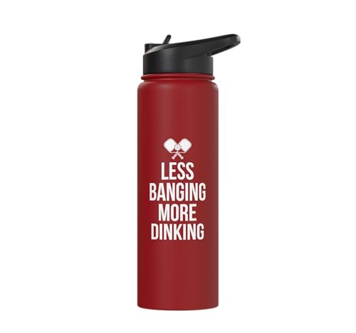 Less Banging More Dinking Pickleball Player Strategy Stainless Steel Insulated Water Bottle - color: Red