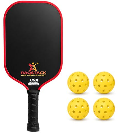 Carbon Fiber Pickleball Paddles with 4 Indoor Pickleball Balls - Top Performing T700 Pickleball Paddle USA Approved - Ace Your Journey with Our Pickle Ball Paddle