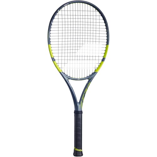 Babolat Pure Aero Tennis Racquet – 9th Gen - Strung with 16g Babolat Syn Gut at Mid-Range Tension - size: 4 1/2" Grip, style: White String