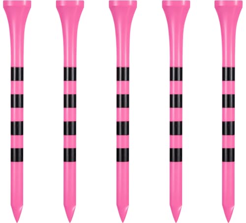 Wooden Golf Tees 3-1/4", 2-3/4", 2-1/8", 1-1/2" Available, 100 Count (Natural Color, White, Black, Blue, Red, Green, Yellow, Pink, Orange) - color: Pink, size: 2 3/4 Inch