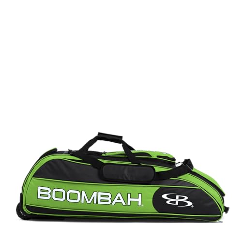 Boombah Beast Rolling Bat Bag - Multiple Color Options - Holds 8 Bats, Glove and Shoe Compartments - color: Black/Lime Green